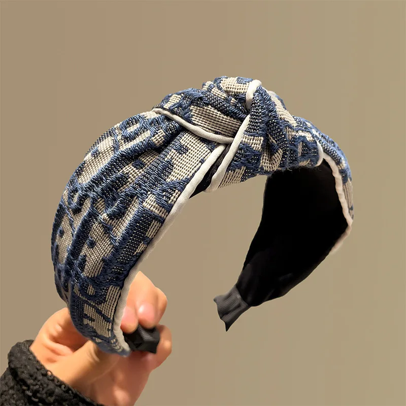 

Cowboy color retro headband fabric high skull top versatile and simple outdoor headwear new style temperament hair clip