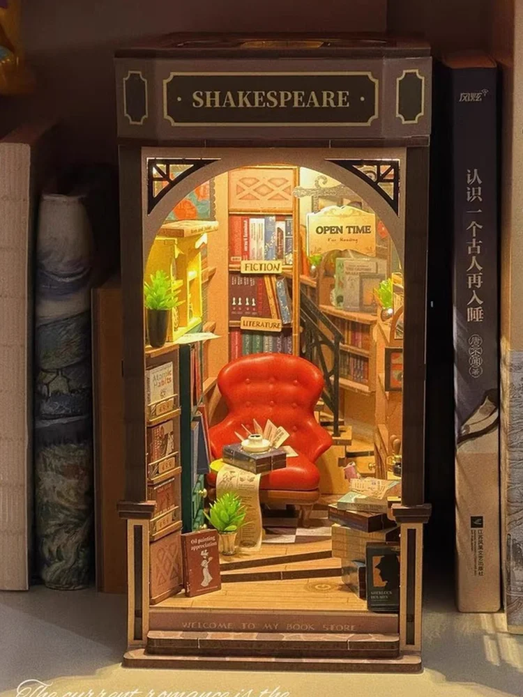 

DIY Assembly Magic House Model Bookstore Cottage Alice in Wonderland Wooden Building Model Kit for Teens And Adults