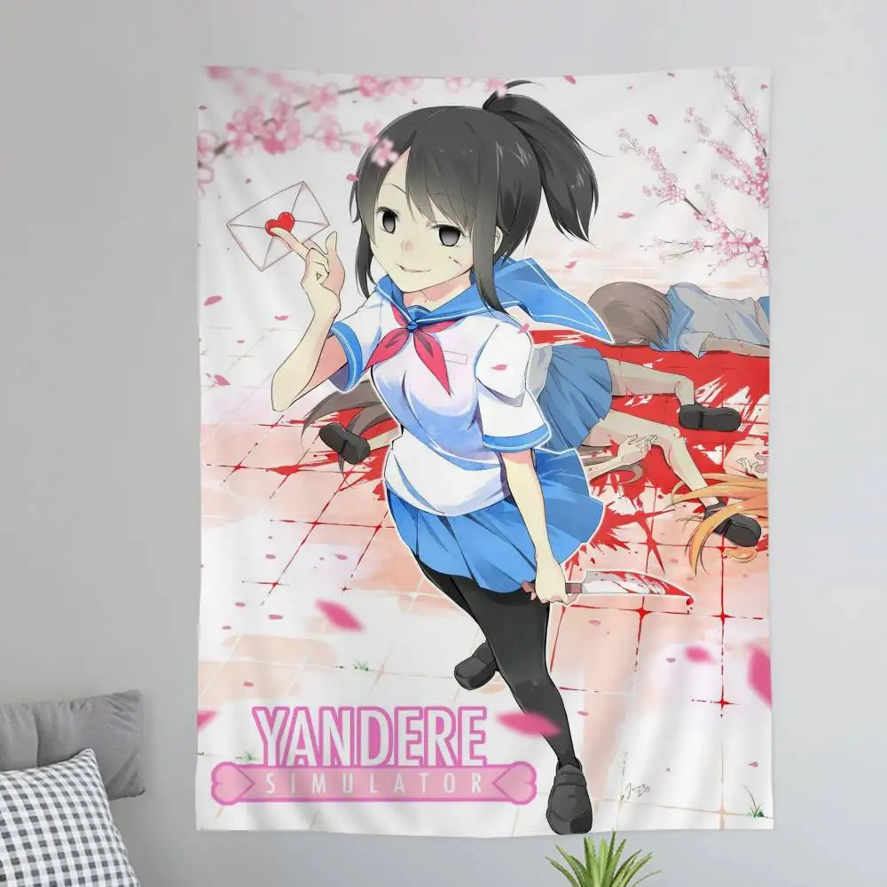Video Game Y-Yandere Simulator Printed Large Wall Tapestry Art Science Fiction Room Home Decor Decor Blanket