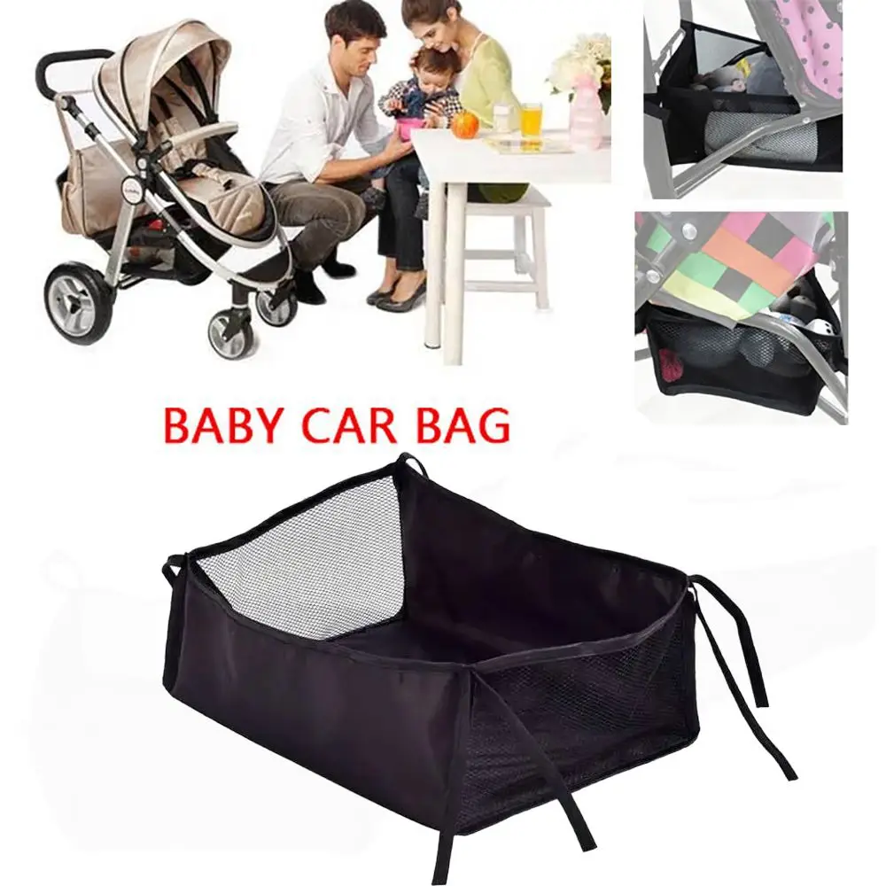 Baby Stroller Basket Newborn Stroller Hanging Basket Infant Pram Bottom Basket Portable Organizer Bag Stroller Accessories