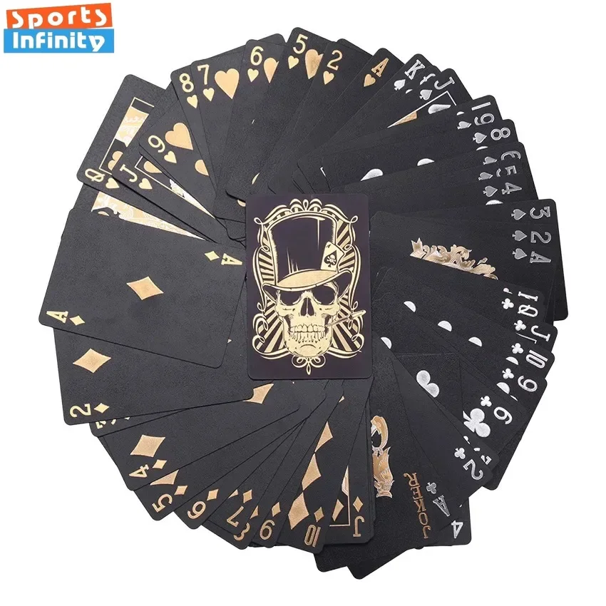 

Игральная карта со скелетом черного золота, пластиковые водонепроницаемые покерные карты из ПВХ, игральная карта для вечеринок, креативный покер, Техасская игральная карта, настольная игра