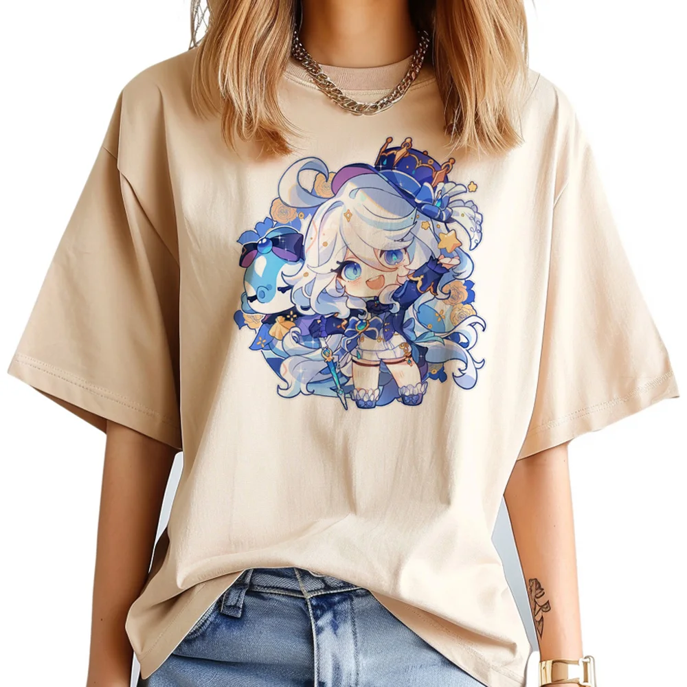 

Furina t-shirts women manga harajuku summer top female 2000s manga funny clothing