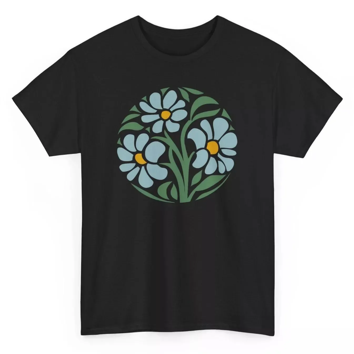 Artistic Flowers T-shirt Flowers Lover Graphic Tee Size S-5XL