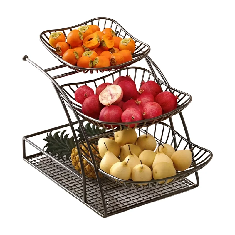 

AD-Kitchen Organizer Rack 3-Tier Seasoning Vegetable Fruit Rack Removable Stand Storage Rack