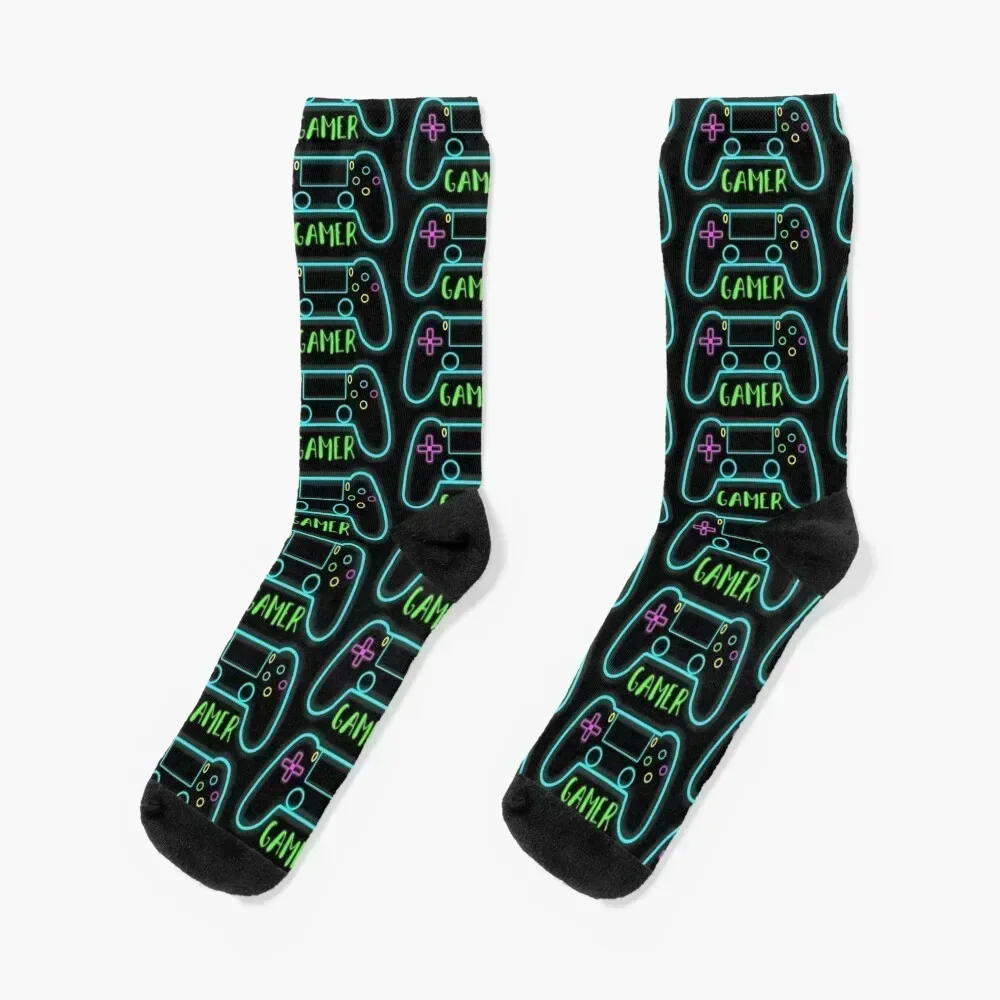 Neon gamer controller neon colors Socks Running bright garter winter gifts Women's Socks Men's