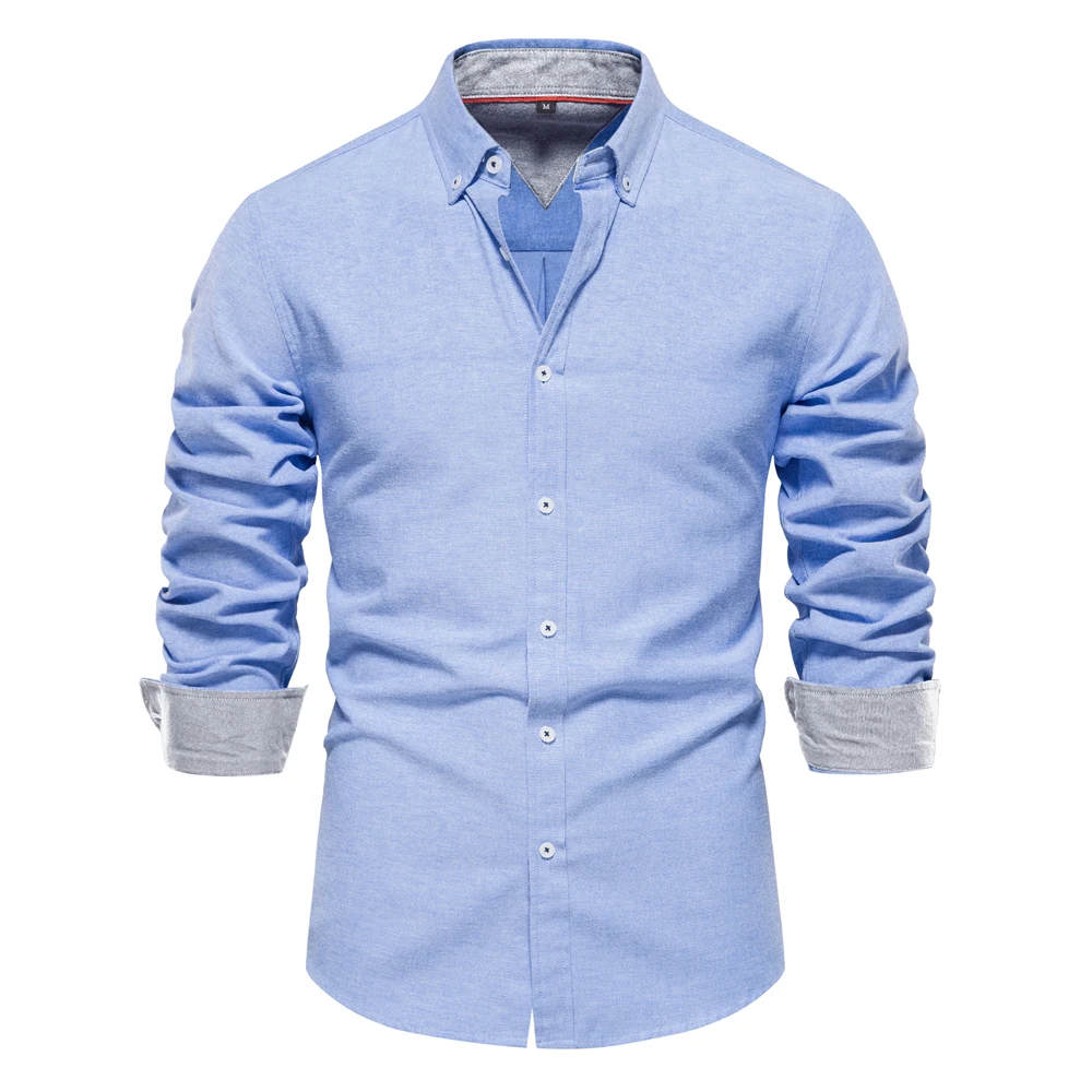 

AIOPESON 2026 New Autumn Cotton Men's Oxford Shirt Long Sleeve Button Down Social Business Casual Shirts for Men