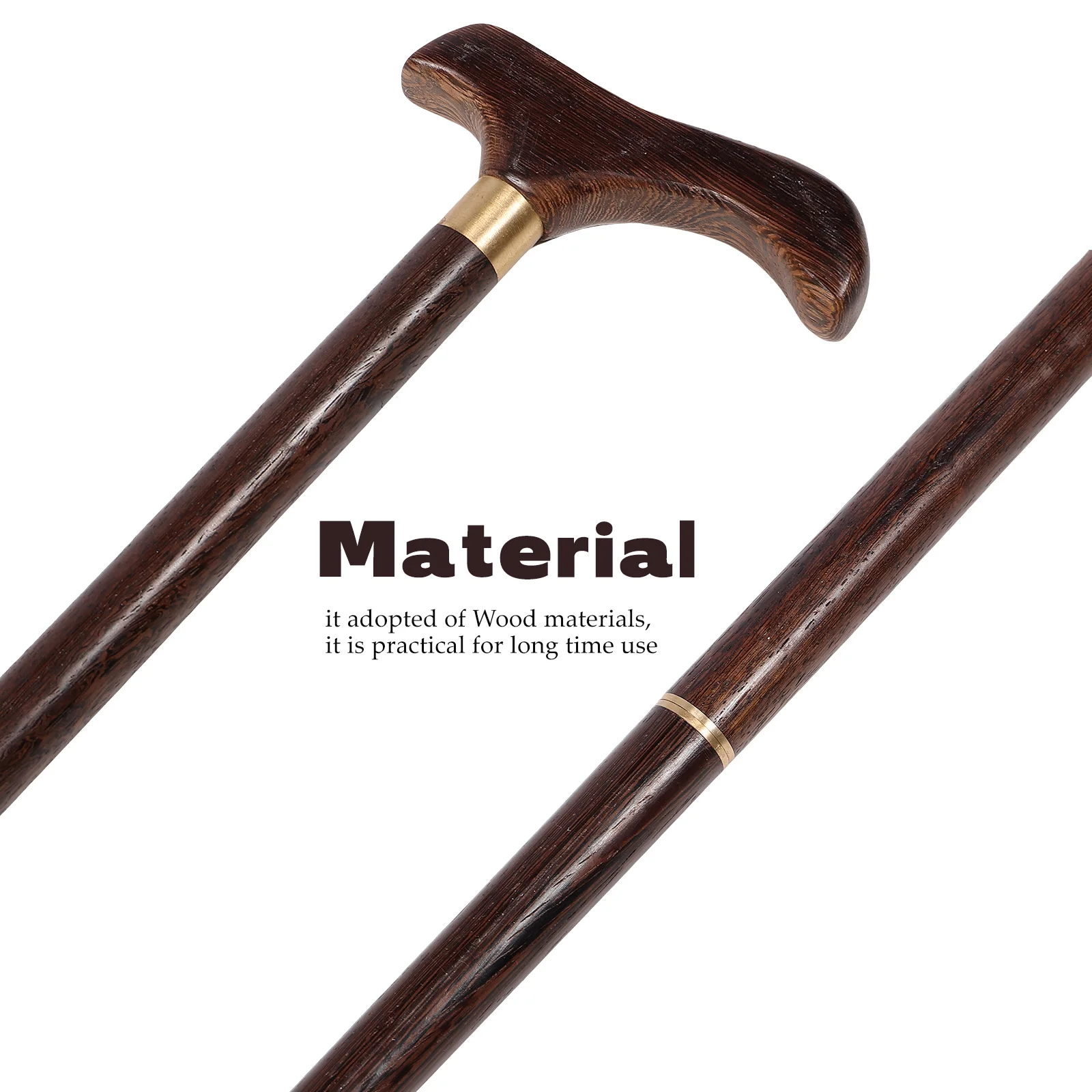 

Chicken Wing Wood Walking Cane Ergonomic Non-Skid Hiking Stick Adjustable Detachable Elderly Climbing Wand Portable Trekking