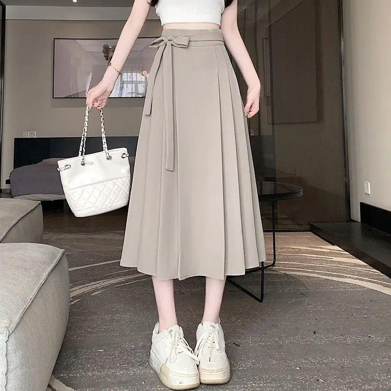 ربيع وصيف جديد Sle حزام رفيع عالية الخصر التخسيس تنورة طويلة ميدي الدكتور إلي المتضخم هملين f طول Faionable