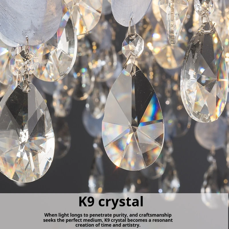 French Style Minimalist Shell Led Crystal Chandelier For Home Decoration Villa Living Room Bedroom Staircase Lighting Fixtures