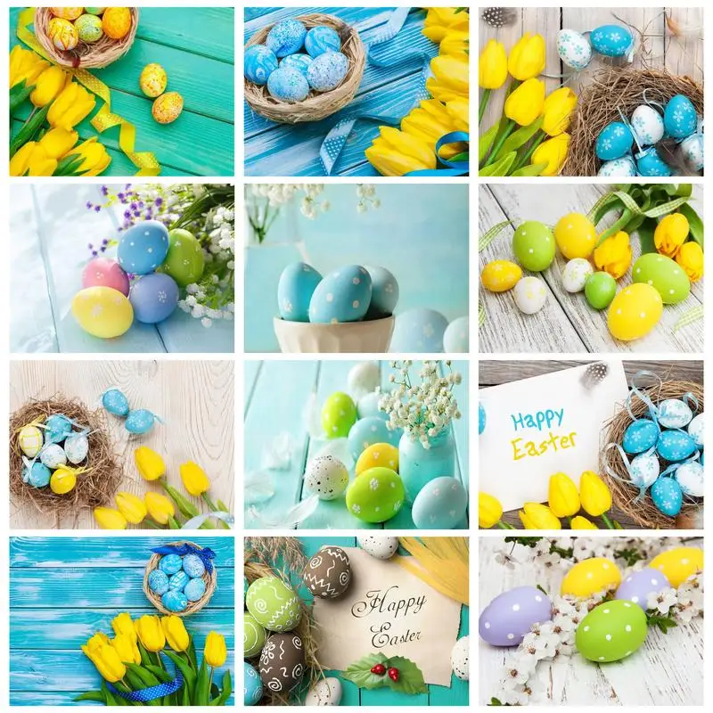 

CHENISTORY Diy Painting By Numbers Colorful Eggs Home Decors Coloring With Numbers Handiwork For Adults Kids Decors For Easter