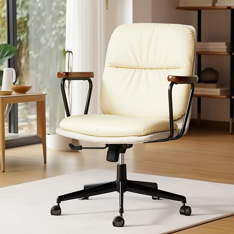

Luxury Leather Office Chair Comfortable Home Computer Chair Adjustable Swivel Chair for Bedroom Study Long Sitting