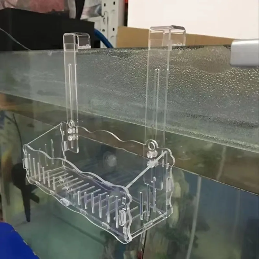 Acrylic Aquatic Plant Cup Suction Cup Mount Transparent Aquarium Plant Pot Hook Mount Slotted Structure Fish Tank Plant Holder