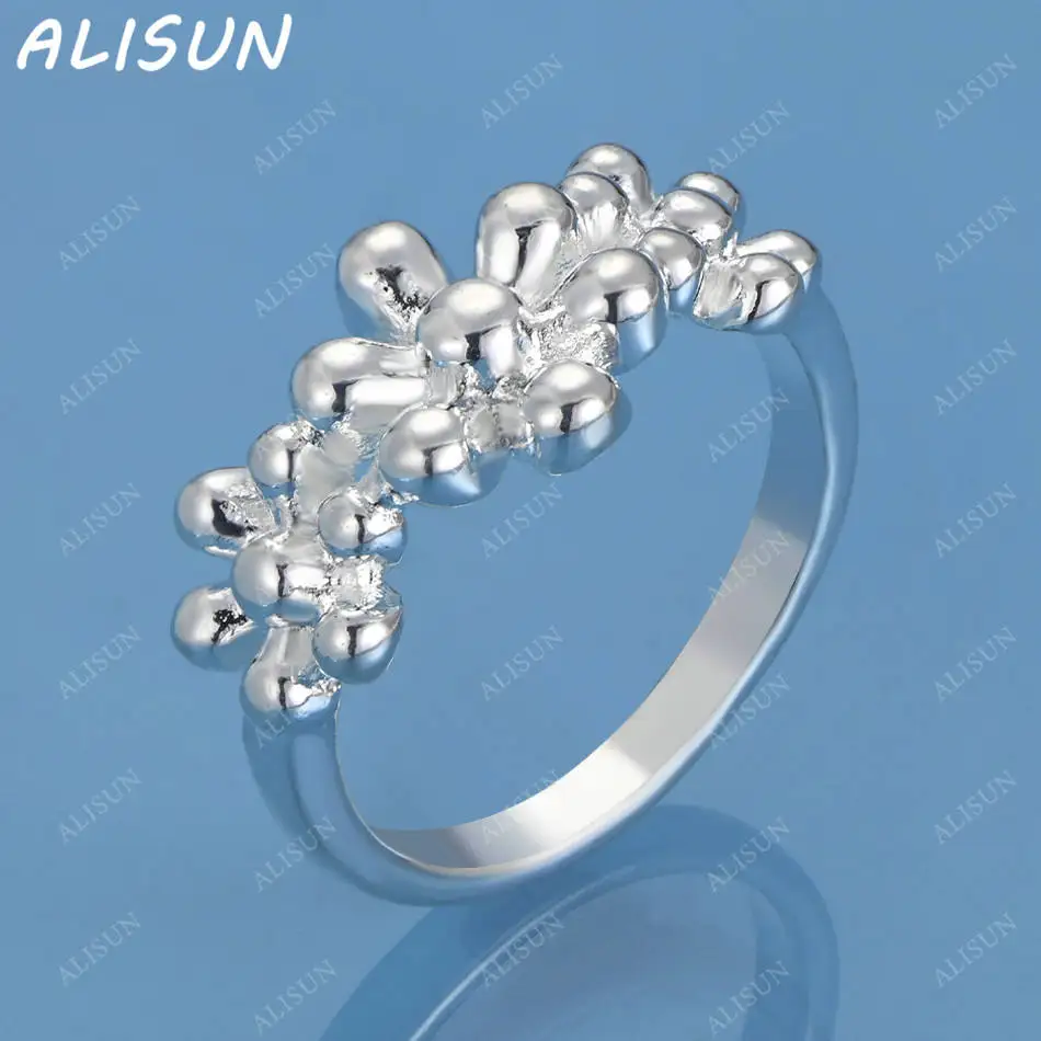 

ALISUN 925 Sterling Silver Flowers Ring For Women Fashion Jewelry Vintage Grace Charm Noble Party Birthday Gifts