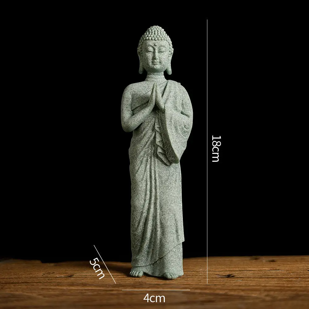 Zen Buddha Sculpture Sandstone Ornament Home Decor For Aquarium Landscape Entrance Tabletop New Chinese Art Piece