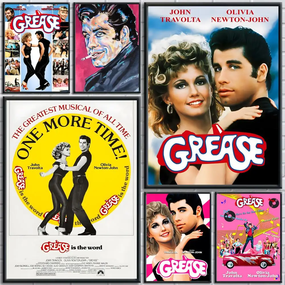 GREASE-Vintage Movie Poster HD Self Adhesive Waterproof Wall Art Ideal for Home Office Dorm Bedroom Great Gift