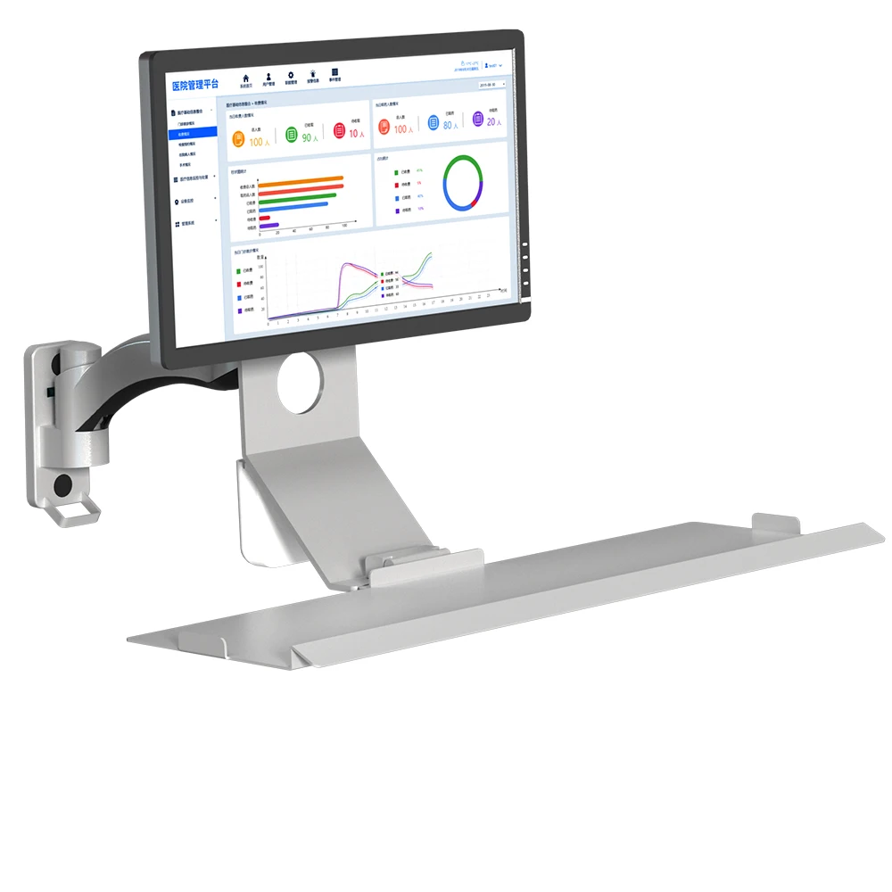 Easy Life Industrial Heavy-duty Wall-mounted Hospital Grade Monitor Stand Aviation Aluminum Alloy Keyboard Tray Medical Use
