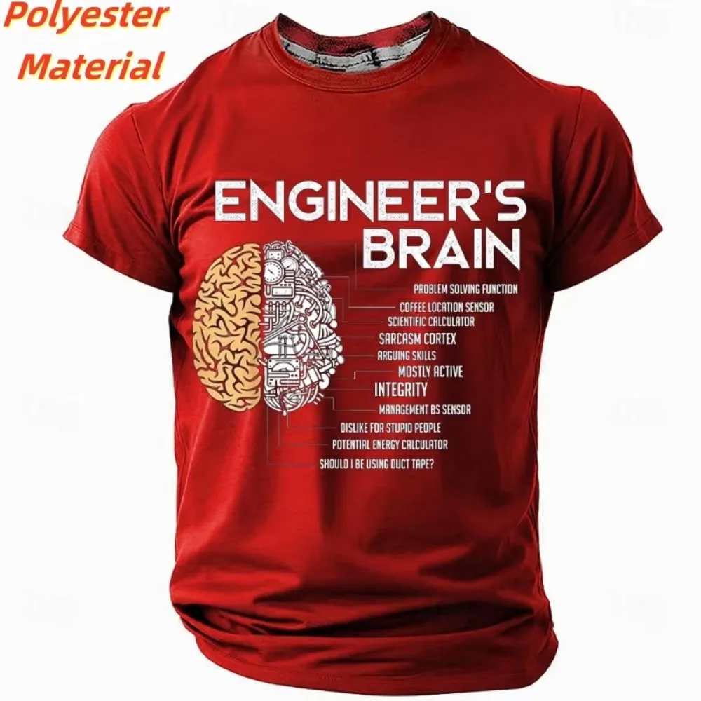 Fun Engineer Mind Map T-Shirt - Men's 3D Print Quick-Dry Breathable Short-Sleeved T-Shirt - Street Casual Fitness, Running Sport