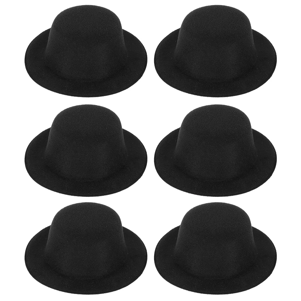 

6 Pcs Small Hat Formal Exquisite Tops Mini Plush Animals Felt Decor Pulled Cloth Fabric Ornament Accessory Child Dolls