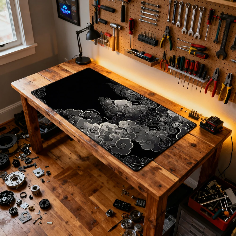 Cloud Mouse Pad Black Anime Desk Rug 5mm Mousepad Xxxxl 1800mm Computer Decorations Extra Large Table Mat 140x60 Work Bench Mat view 5