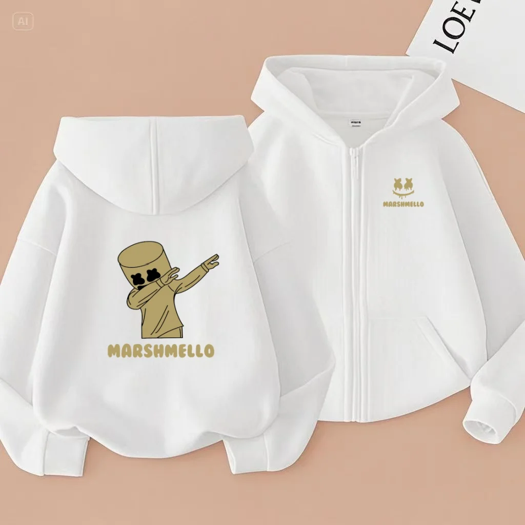 سترة أطفال ترفيهية جديدة مضحكة DJ البلوز سستة نمط طويلة الأكمام هوديس الفتيات الصبي الساحرة طباعة موضة الرياضة فضفاضة