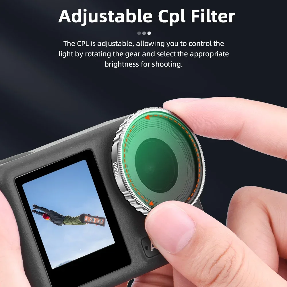 BRDRC CPL ND8 ND16 ND32 Lens Filter Set Aluminium Alloy Frame for DJI OSMO Action 5 Pro/4/3 ND UV Lens Action Camera Accessories