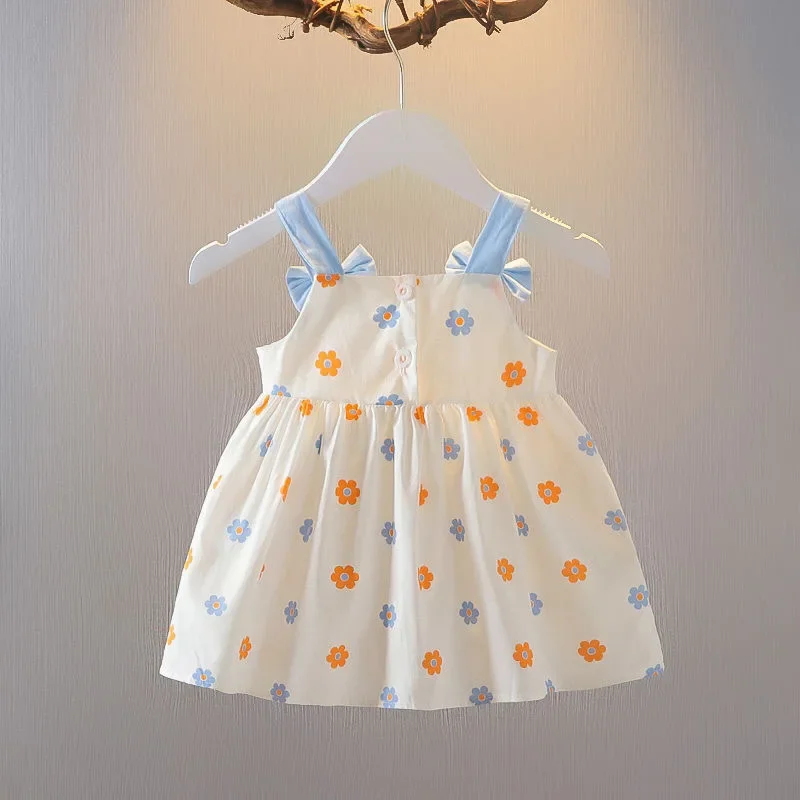 Baby Cute Sweet Dresses New Summer Cotton Baby Girl Princess Suspender Dress Vest Skirt with Bag Children Clothes