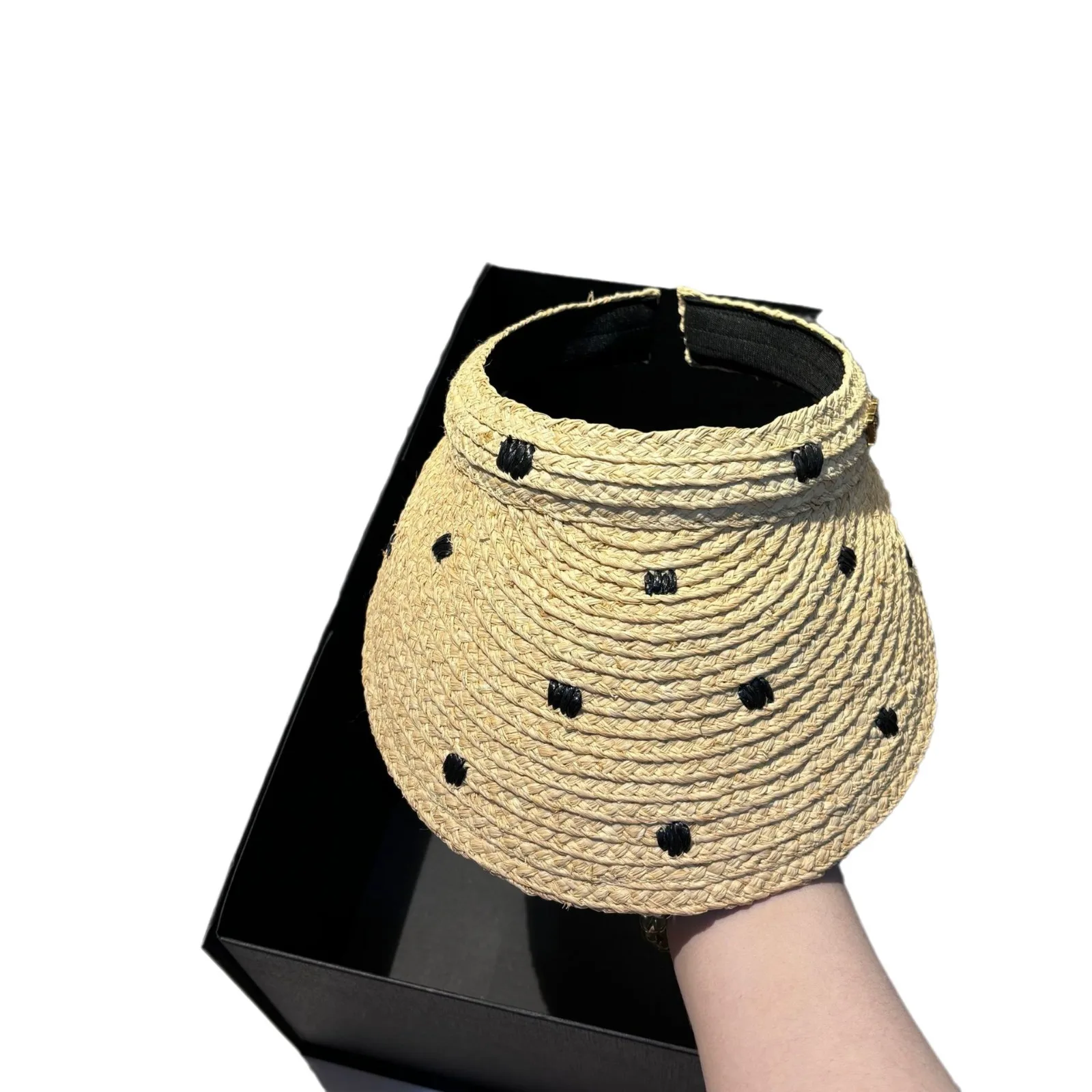 قبعة شمس منقطة ممتازة لعام 2025 - تصميم عصابة رأس الرافية المطرزة، علوية فارغة لتقليل العمر وحماية من الأشعة فوق البنفسجية في الصيف في الهواء الطلق