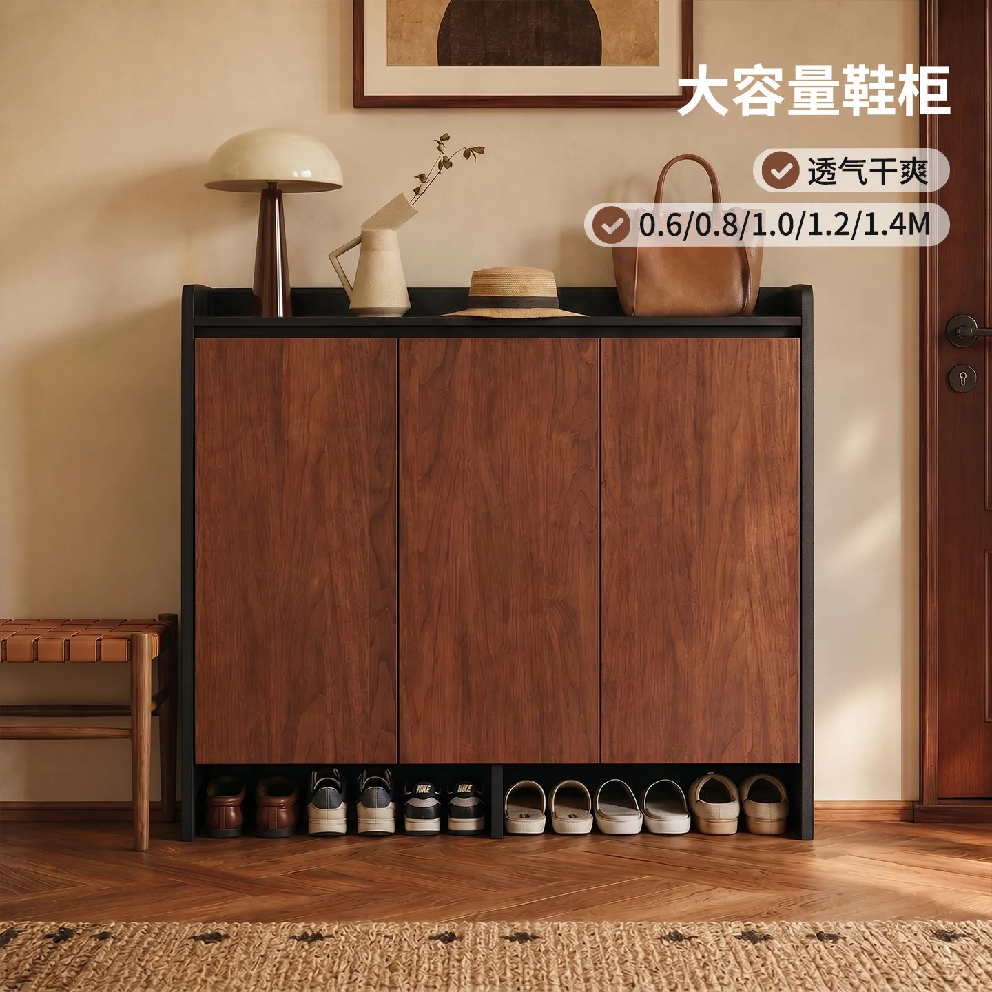Home shoe cabinet, antique large-capacity storage cabinet at the door of the home, against the wall 2026 new multi-layer