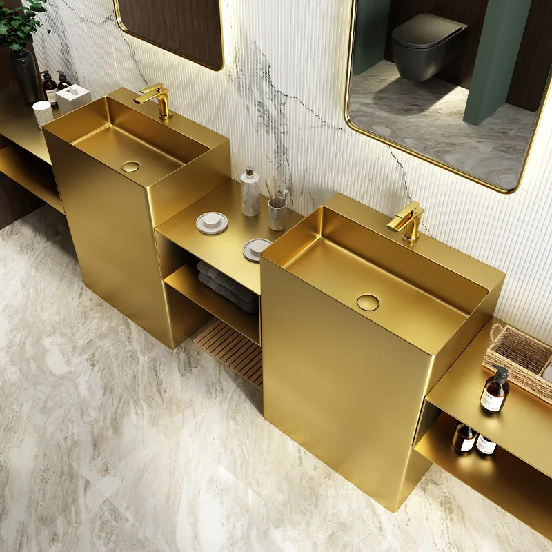 Bathroom Wash Basin Ceramic European Golden Finish for Hotel for Commercial Easy Clean, Ceramic Vanity Sink