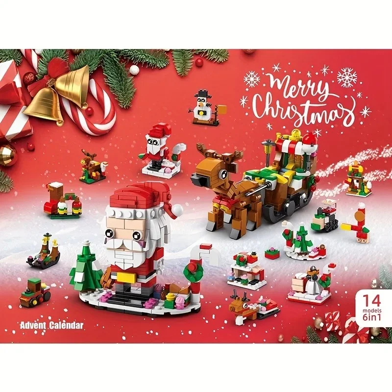 24Years Weihnachten Baustein Spielzeug Blind Box Set Weihnachten Adventskalender Ziegel DIY Lernspielzeug Kit Geschenk für Kinder Erwachsene