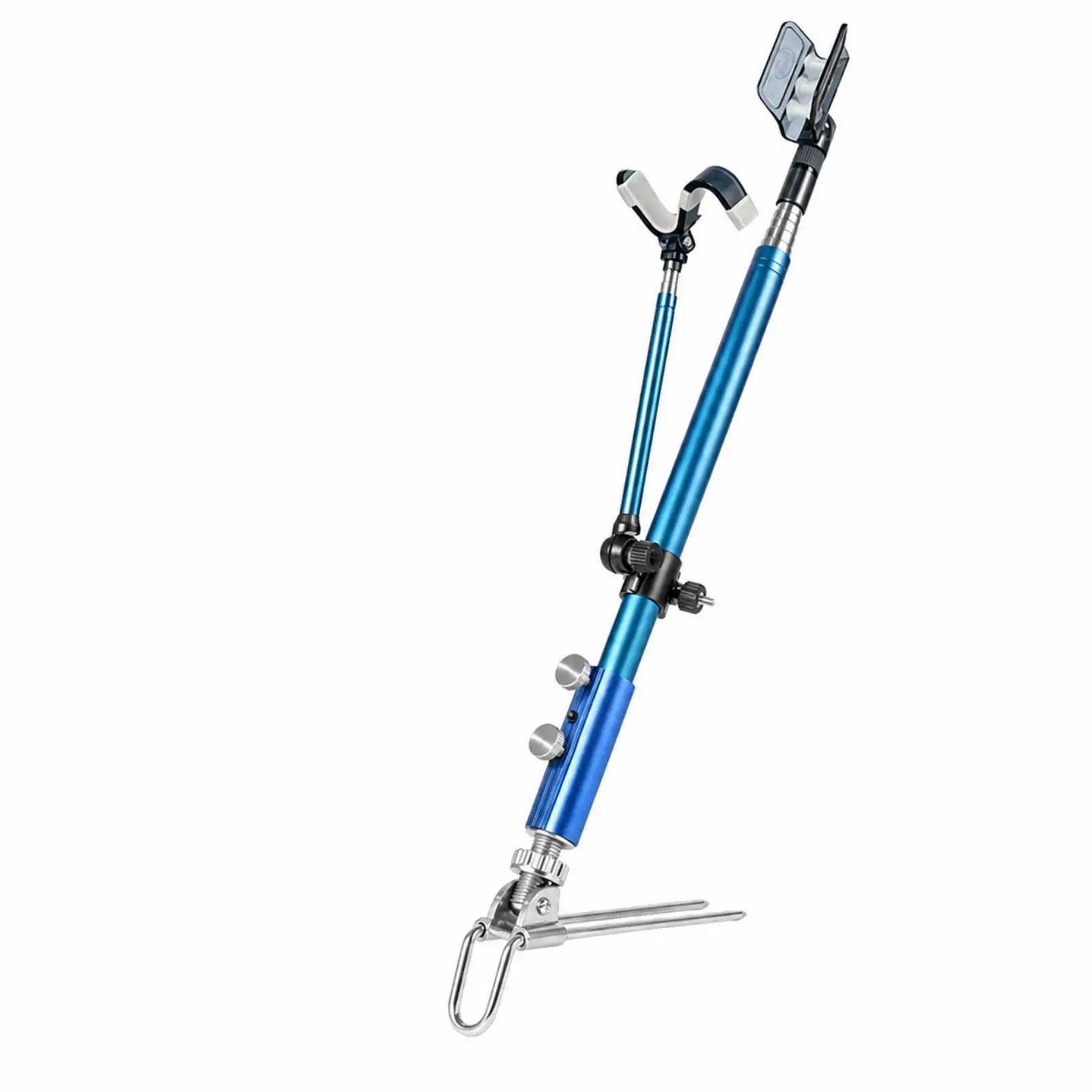Multi Directional Fishing Rod Holder Stand Stainless Steel Foldable Support with Ground Spike for Carp Fishing