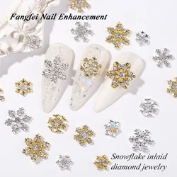 10pcs metallo natale fiocco di neve parti del chiodo diamante zircone ciondoli per unghie Glitter natale fai da te accessori per unghie decorazione