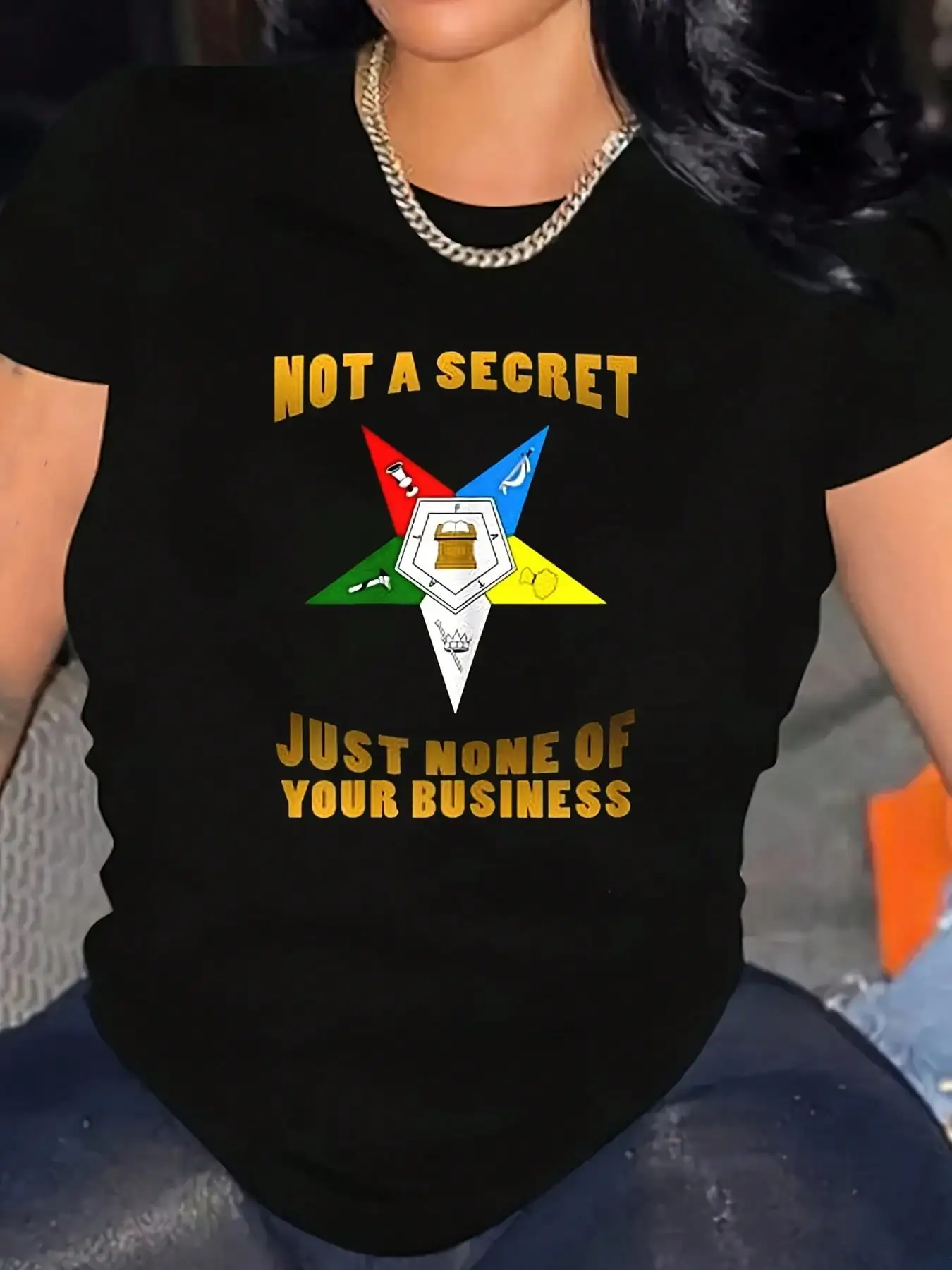 220g พิมพ์รอบคอผู้หญิง, Creative OES Not A Secret Order Of The Eastern Star รูปแบบพิมพ์เสื้อยืด Breathable Soft