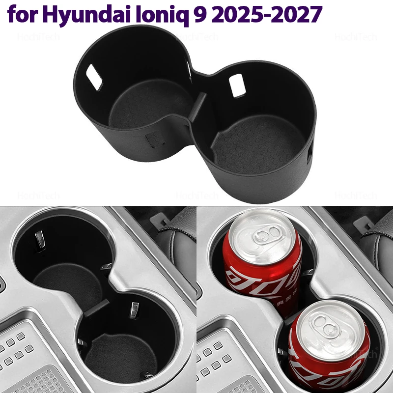 Para Hyundai Ioniq 9 2025 2026 2027 soporte para vasos de coche caja de almacenamiento de bebidas consola central accesorios de bandeja de almacenamiento Interior de coche