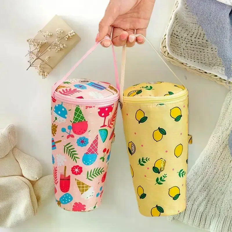 لطيف الكرتون الحليب الشاي حمل حقيبة الحفاظ على الحرارة حقيبة المحمولة كوب معزول غطاء صديقة للبيئة حقيبة يد كوب الملحقات #3