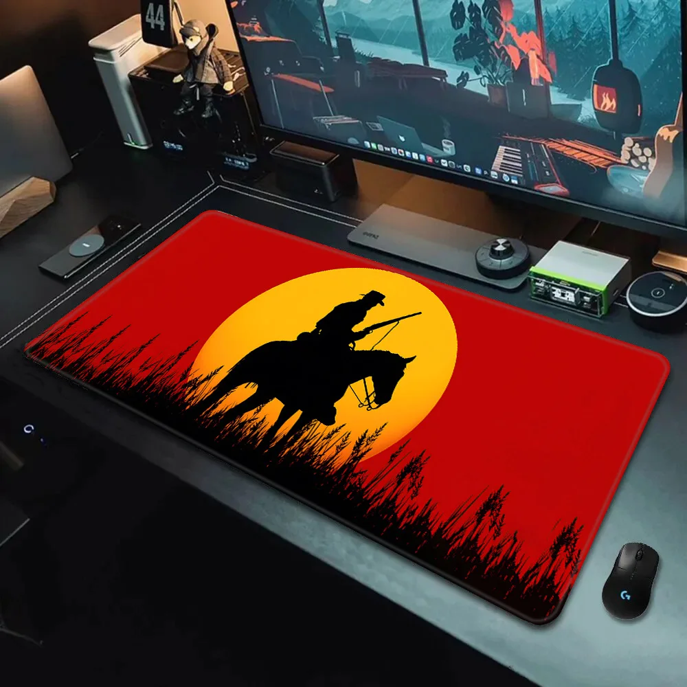 الأحمر الميت الفداء 2 RDR2 الولايات المتحدة الغربية كاوبوي ماوس الوسادة الطباعة ألعاب الكمبيوتر قفل الحافة عدم الانزلاق ماوس الوسادة لوحة المفاتيح الكمبيوتر وسادة مكتب