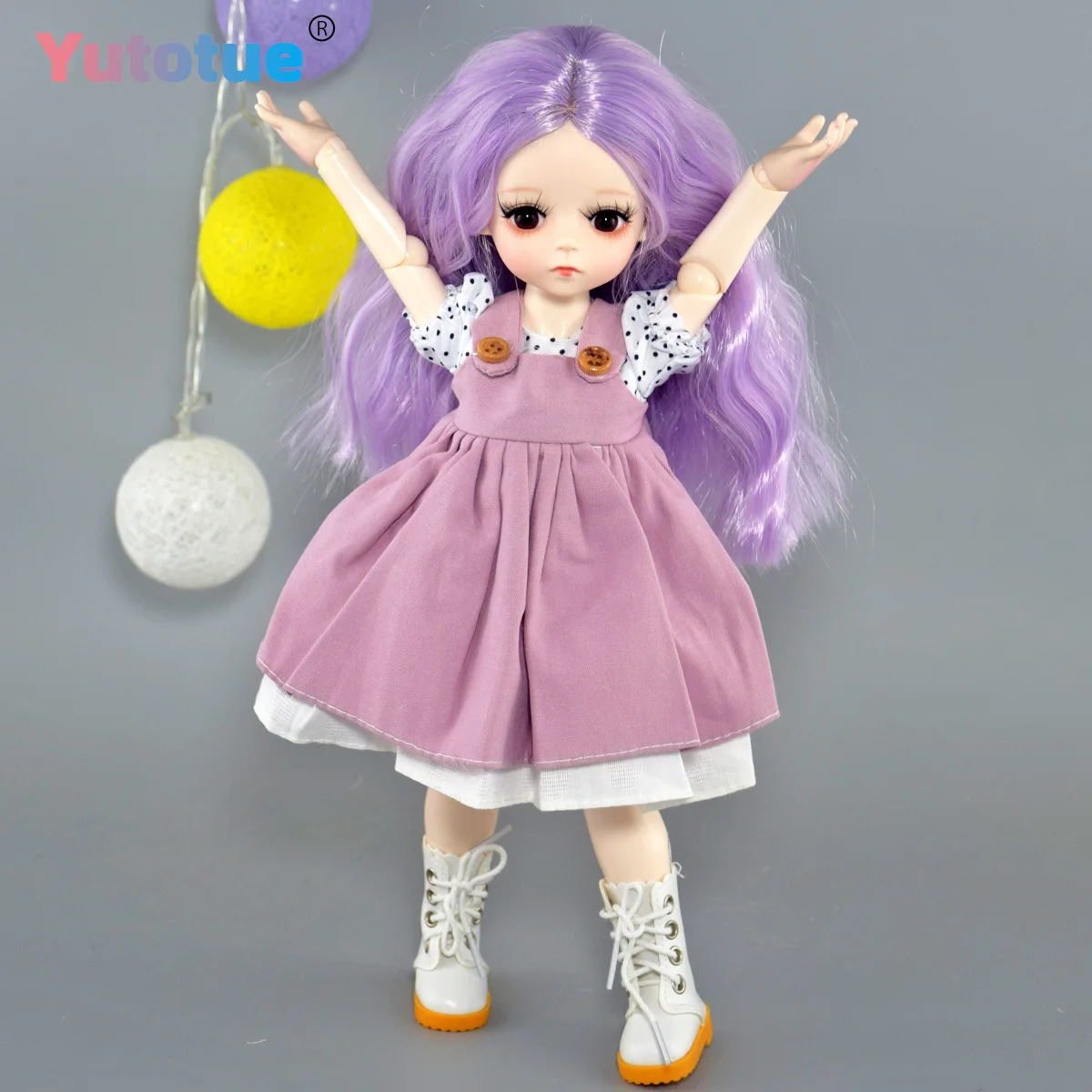 YUTOTUE 12 inch Girl Doll Toy Removable Clothes Curly Wig Head can Open Cute BJD Doll