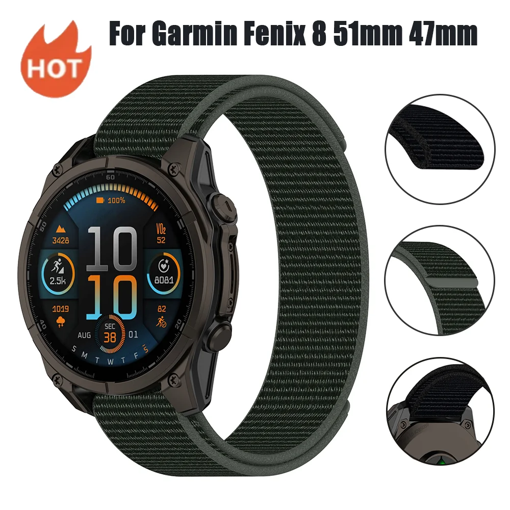 Nylon Loop Band For Garmin Fenix 8 43MM 47MM 51MM Strap Bracelet For Garmin Fenix 6X 6 6S Pro 7X 7 5 5X Watchband 20mm 22mm 26mm