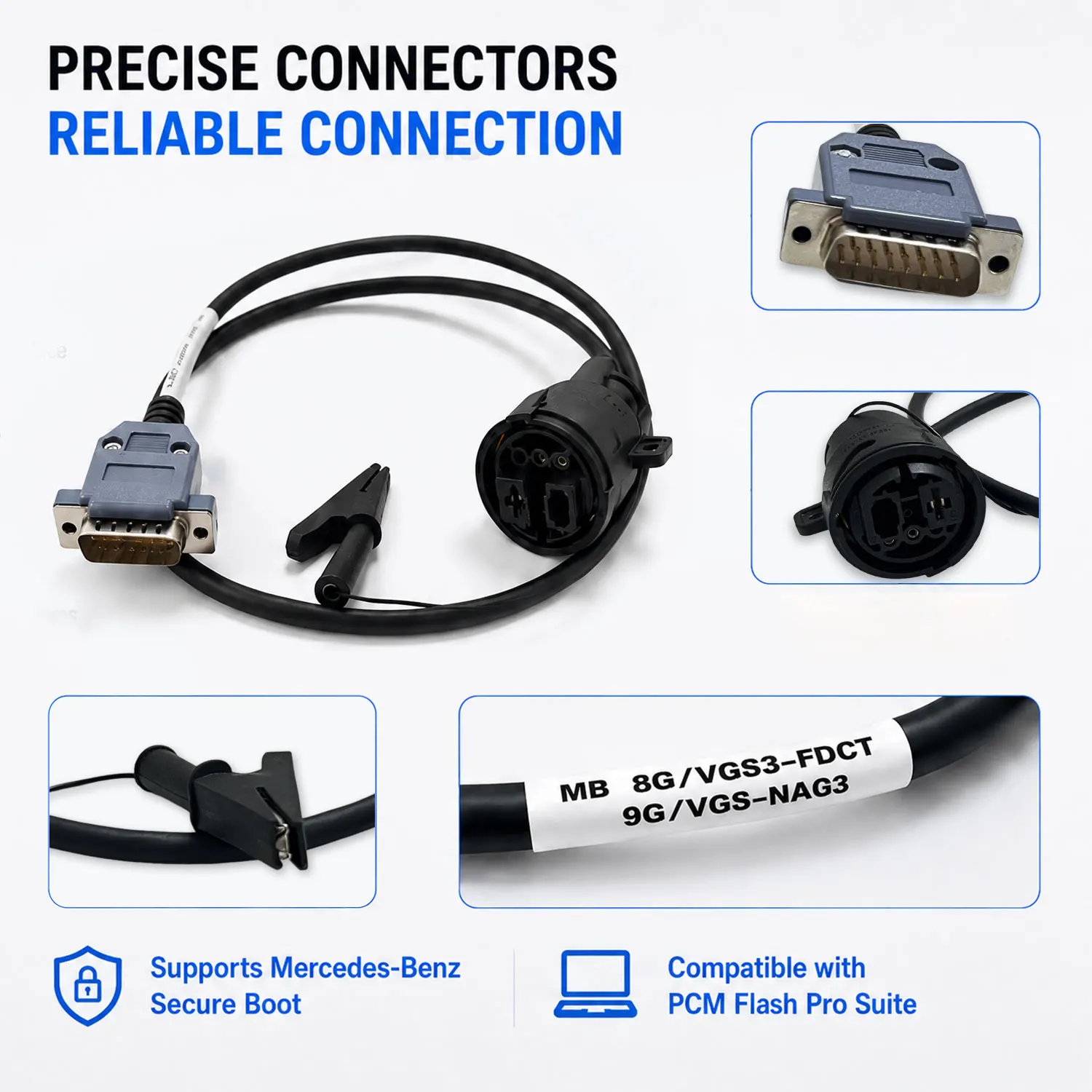 Mercedes ECU TCU Connection Cable 8G/VGS3-FDCT for 2018-2023 Mercedes Models, 2MB/s High Speed Programming, PCM Flash Compatible