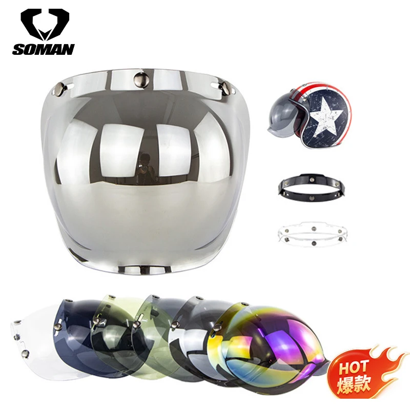 

Ретро Bubble Mirror Мотоциклетные шлемы Bubble Visor Flip Up Open Face Moto Wind Shield Линзы с комплектом кронштейнов