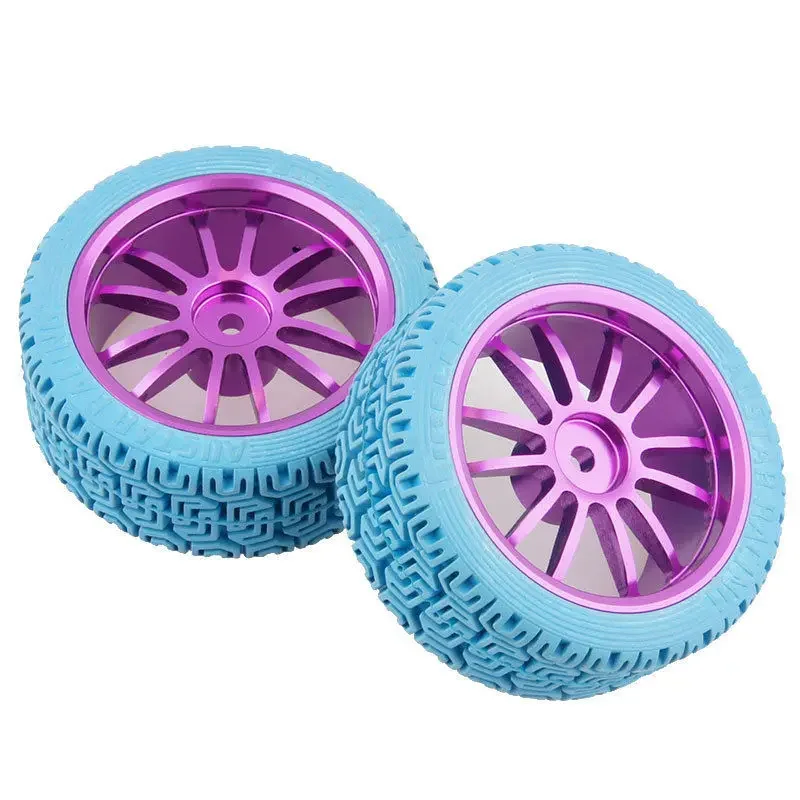 RC 123 Purple Aluminum Wheel Rubber Tires Fit for HSP HPI 1:10 On-Road Car