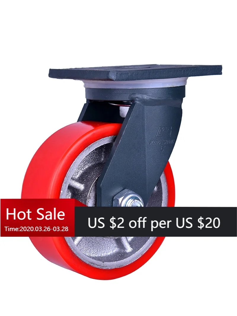 

1pc - 8 Inch Super Heavy Cast Iron Pu Wear-resistant Load-bearing Wheel/large Equipment Machinery & Super Heavy Caster