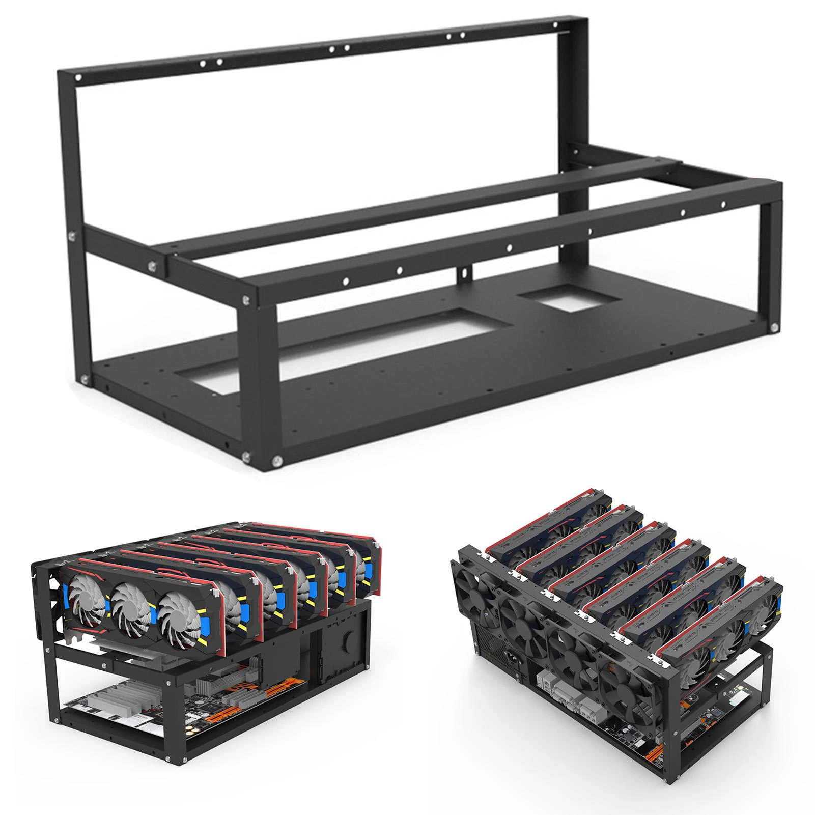 Mining Rig Frame Case Graphics Card Holder 6 GPU Rack Stackable Miner Computer Rack
