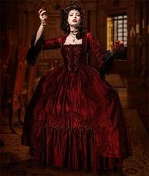 Burgundy Gothic Victorian Vampire Dress Costume Royal French Court Marie Antoinette Cosplay goth Duchess Wedding Dress Ball Gown