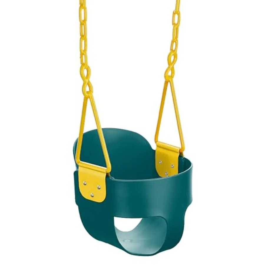 

Deluxe High Back Full Bucket Toddler Swing with Exclusive Chain and Triangle Dip Pinch Protection and Carabiners for Easy Insta