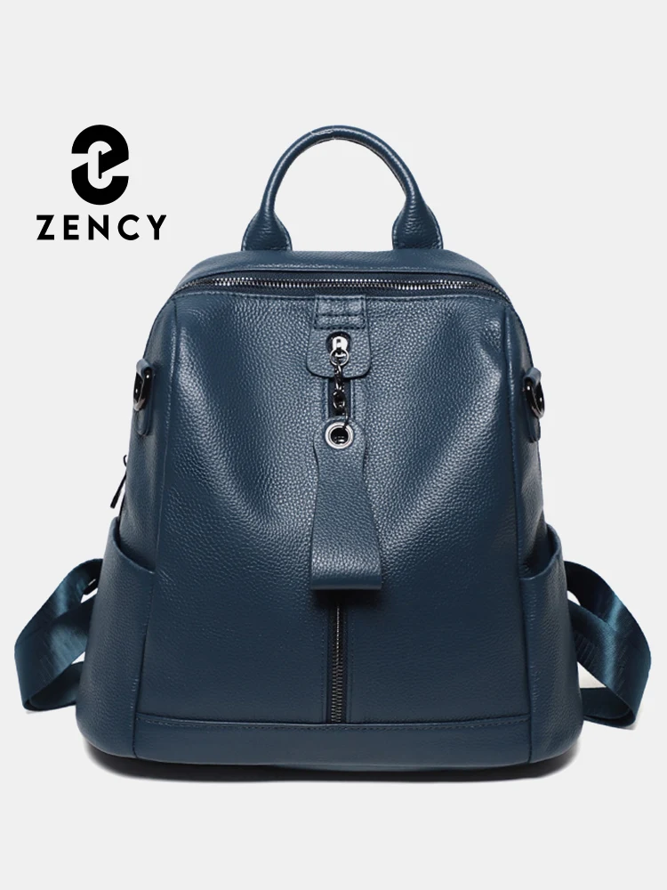 

Zency New Genuine Leather Women's Backpack School Knapsack Large Capacity Travel Satchel 2024 Designer Shoulder Bag Rucksack