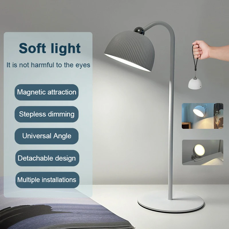 

Desk Lamp Hanging Magnetic Table Lamp LED USB Rechargeable Stepless Dimming Cabinet Closet Wardrobe Night Light