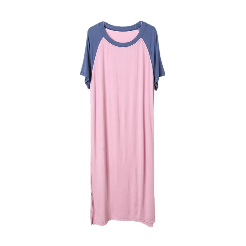 Modal Sp Dr femmes été rond Ne longue jupe décontractée ample grande taille coréen Sle épissure ort Sve t-shirt Dr mince