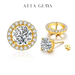 ATTAGEMS New Chamrs 1.0 Carat Moissanite D Color Diamond Detachable Stud Earrings for Women Solid 925 Sterling Silver Jewelry