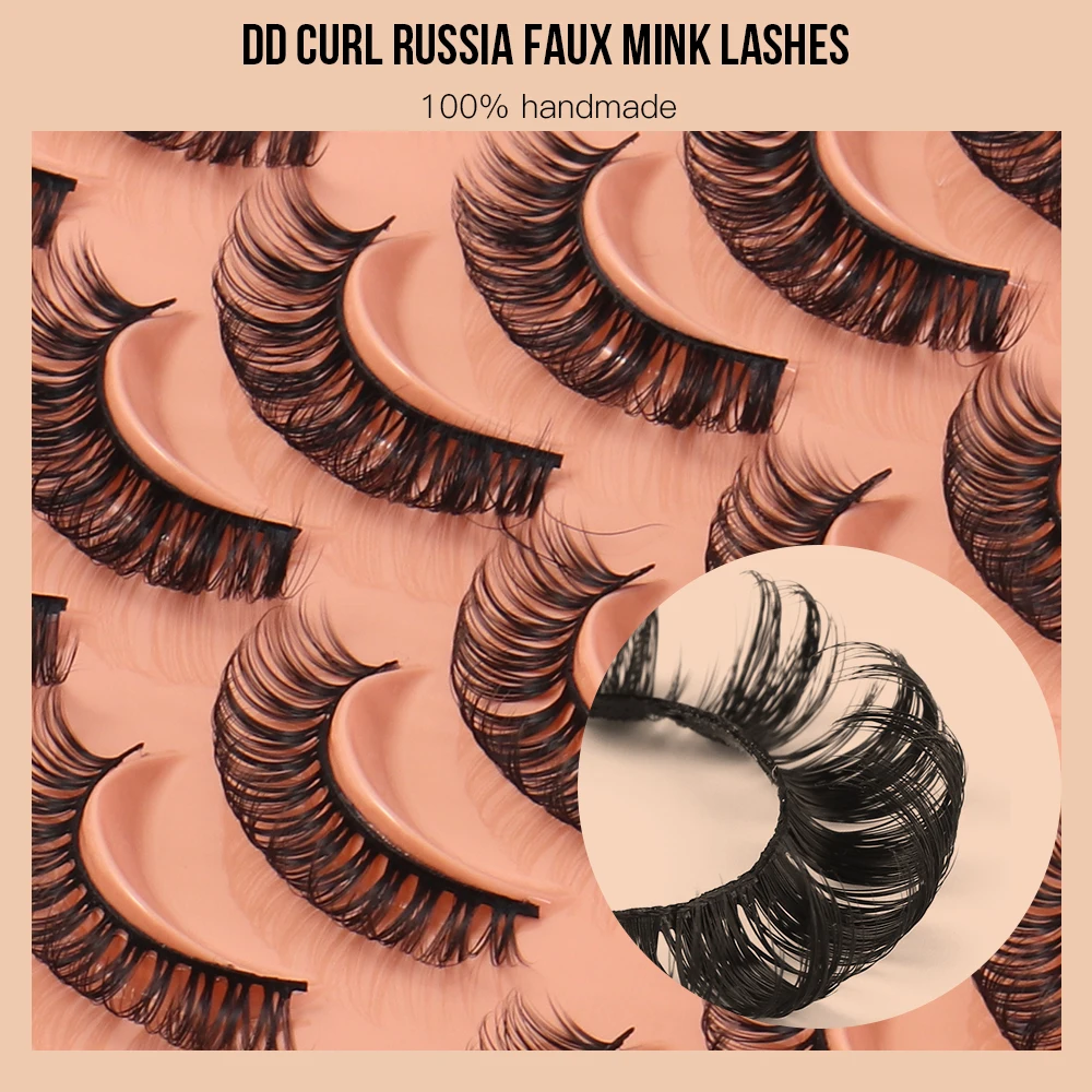 20 زوجًا من الرموش الصناعية ذات المظهر الطبيعي. تبدو الرموش الصناعية السميكة والرقيقة مثل الرموش السوداء الممدودة